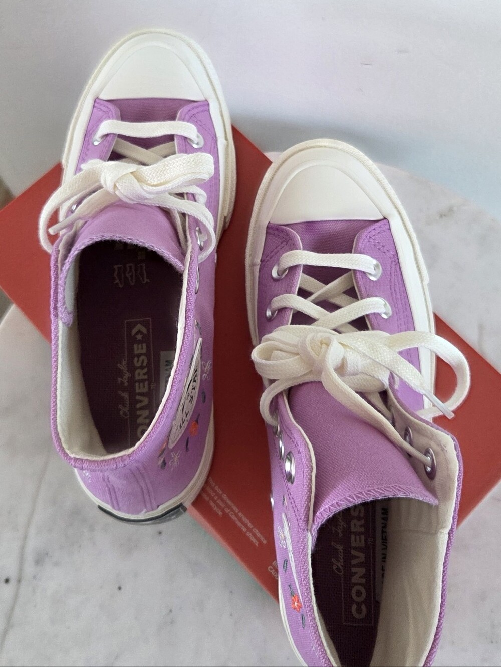 Converse Allstar Chuck Taylor 70 Hi Top Sneakers Grape Fizz Little Flowers NWT - Picture 7 of 16